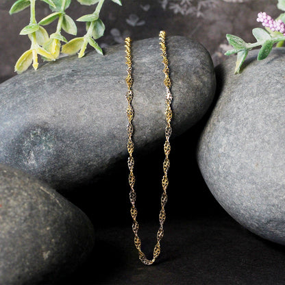 Cadena Singapur de oro bicolor de 14k y 2.0mm