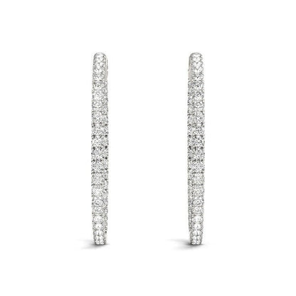 Pendientes de aro de oro blanco de 14 quilates con diamantes engastados en garra compartida (2 quilates en total)