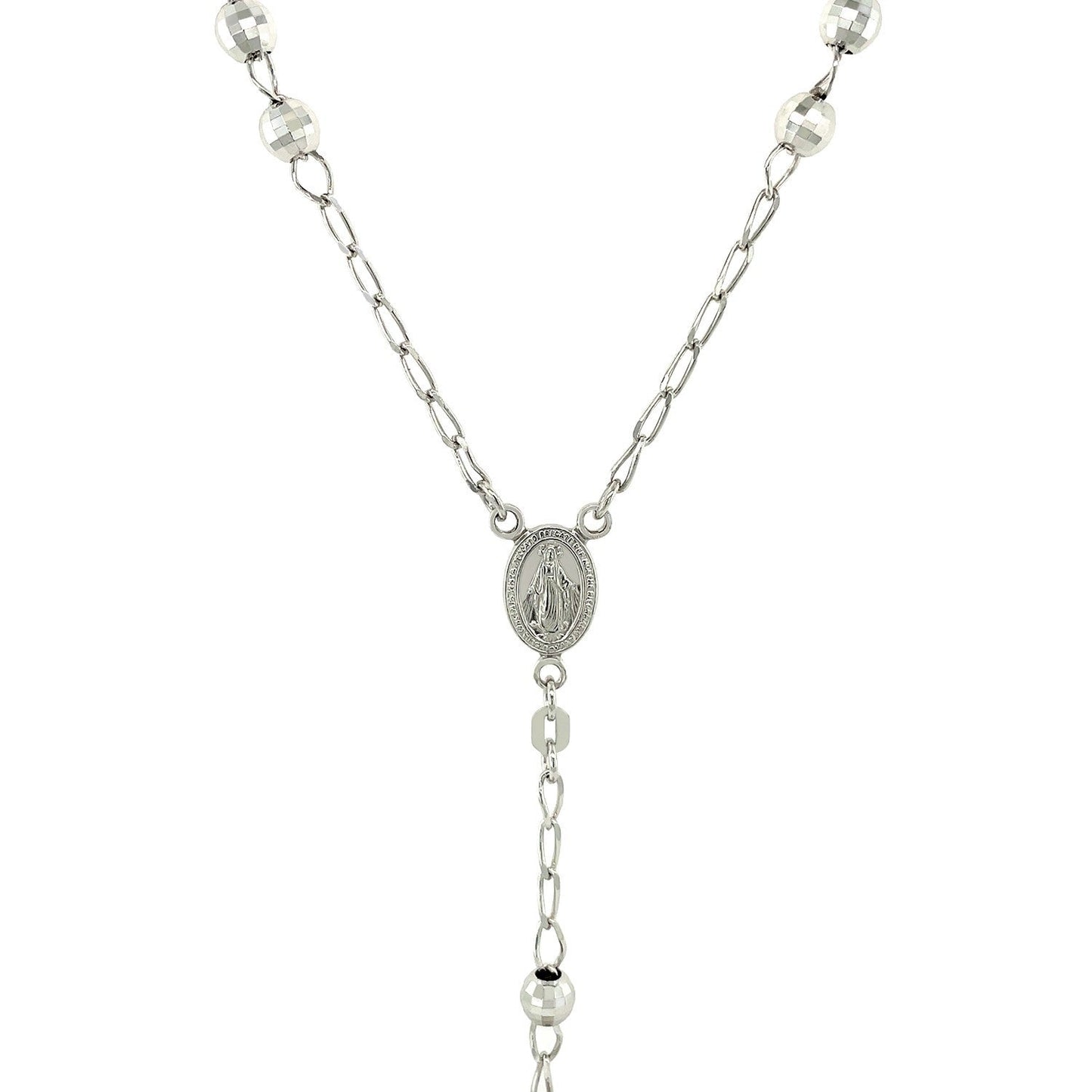 Cadena de rosario y collar de cuentas grandes en plata de ley