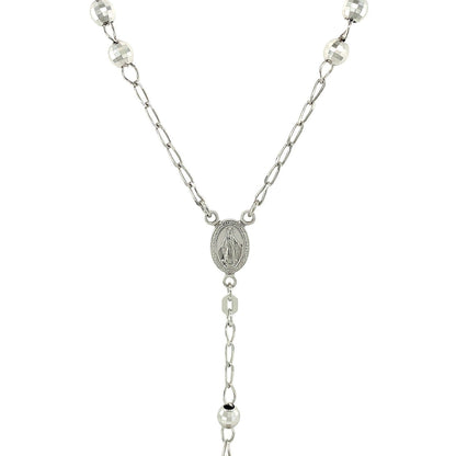 Cadena de rosario y collar de cuentas grandes en plata de ley