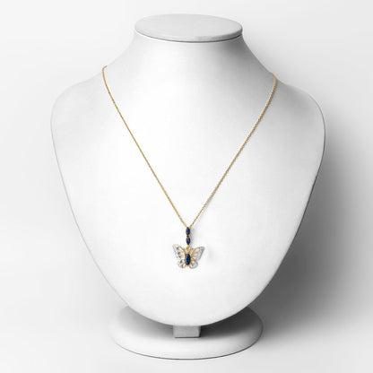 Colgante de plata de ley .925 con zafiro azul auténtico de 0.92 quilates y circonita blanca