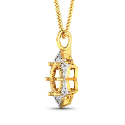 Colgante semimontado de oro amarillo de 14K con diamante blanco genuino de 0,14 quilates - para gema redonda de 8,00 mm