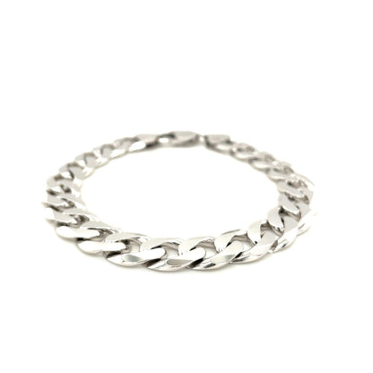Pulsera de plata de ley estilo barbada chapada en rodio de 11,6 mm