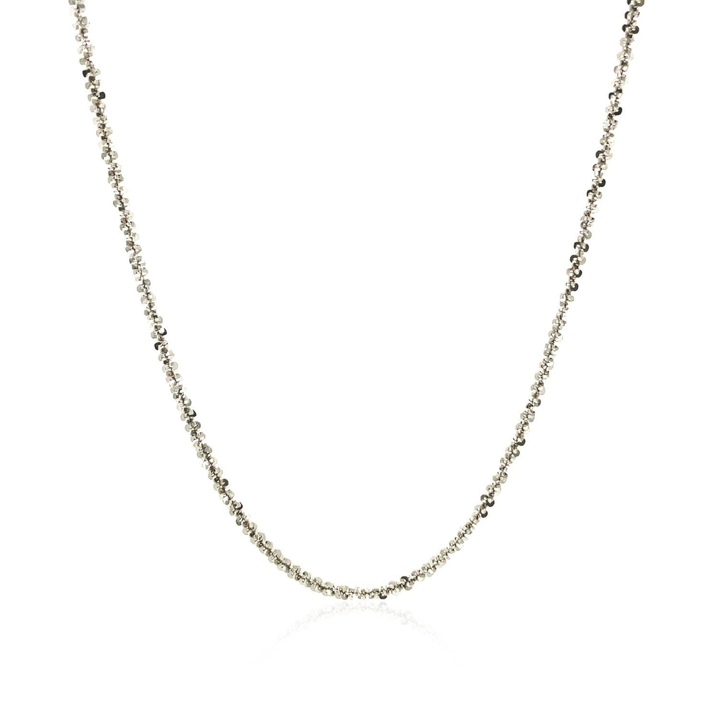 Cadena estilo brillo de plata esterlina de 1.7 mm bañada en rodio