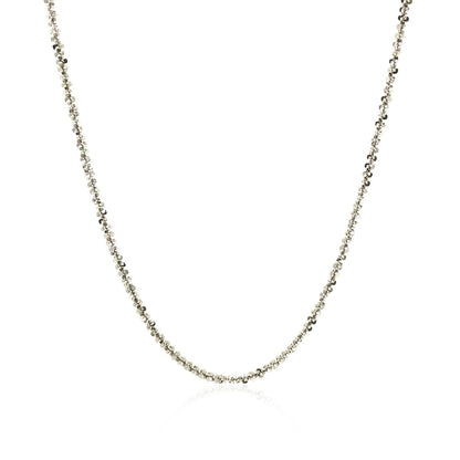 Cadena estilo brillo de plata esterlina de 1.7 mm bañada en rodio