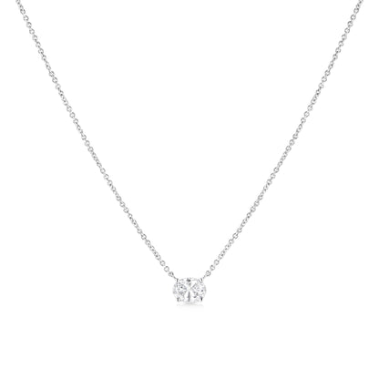 Collar con colgante de oro blanco de 14K con diamante solitario ovalado cultivado en laboratorio de 1/2 quilate engastado de este a oeste, 45 cm (color E-F, claridad VS1-VS2)