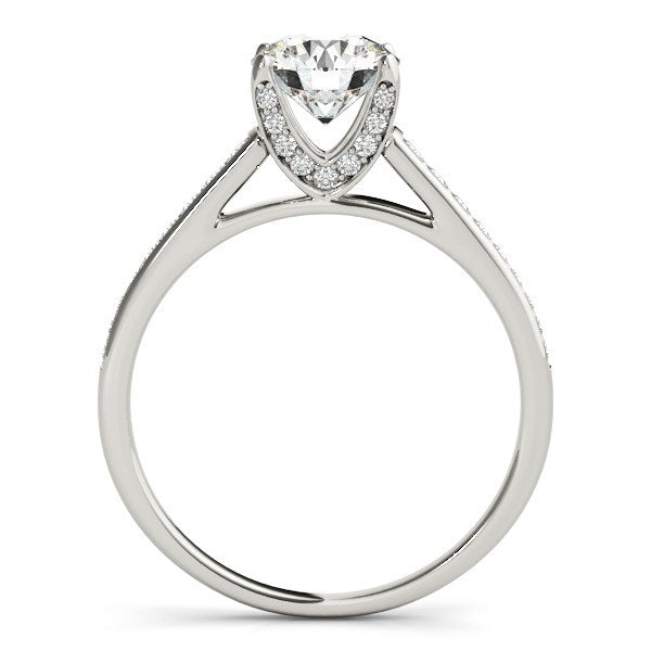 Anillo de compromiso de oro blanco de 14k con diamante y diseño catedral (1 1/3 quilates en total)