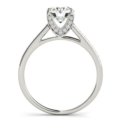 Anillo de compromiso de oro blanco de 14k con diamante y diseño catedral (1 1/3 quilates en total)
