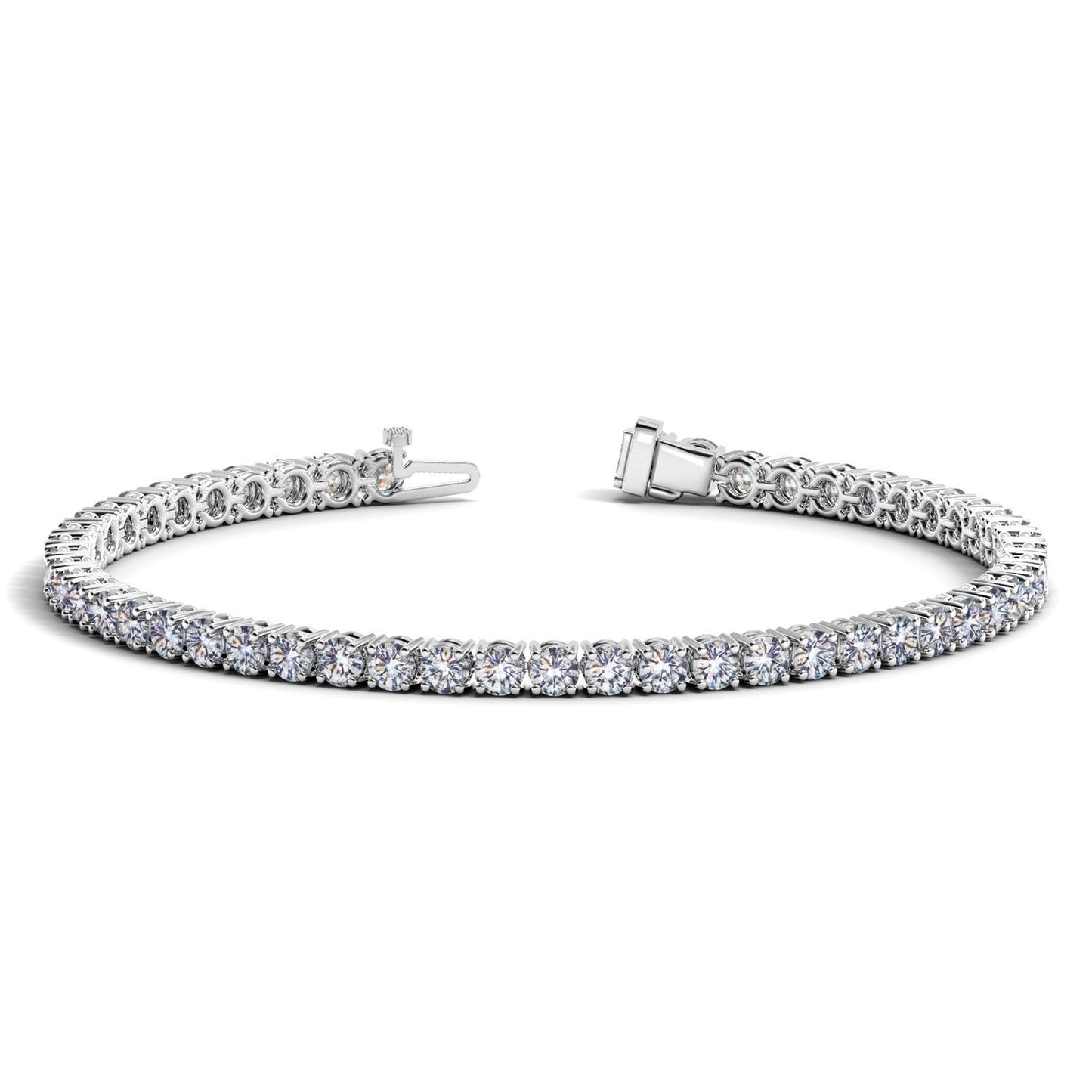 Pulsera de tenis de diamantes redondos cultivados en laboratorio en oro blanco de 14k (6 cctw F/G VS2/SI1)