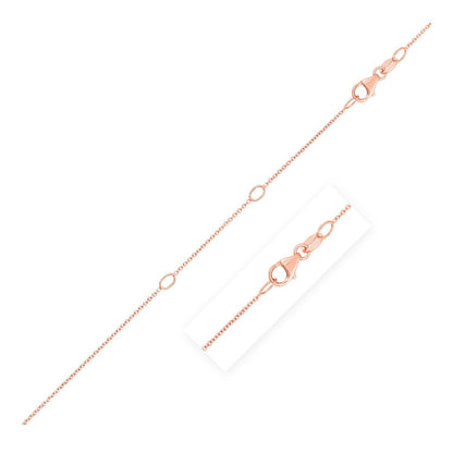 Cadena de cable doble extensible en oro rosa de 14k (1.0mm)