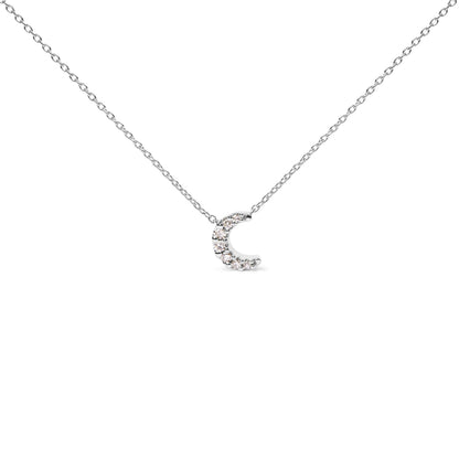 Collar con colgante de luna creciente de oro blanco de 10K con acentos de diamantes de 18 pulgadas (color H-I, claridad I1-I2)