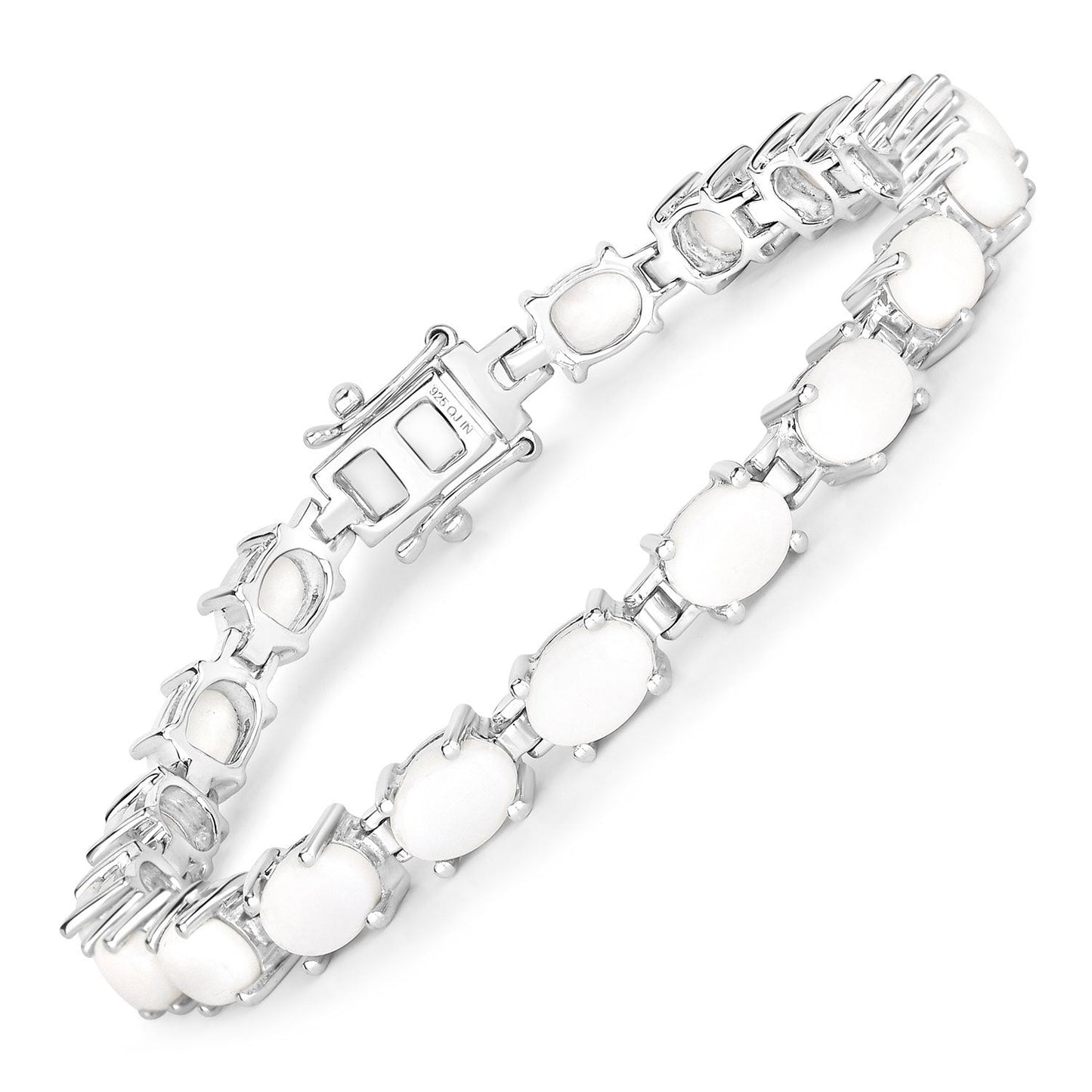 Pulsera de plata de ley .925 con ópalo auténtico de 10,26 quilates