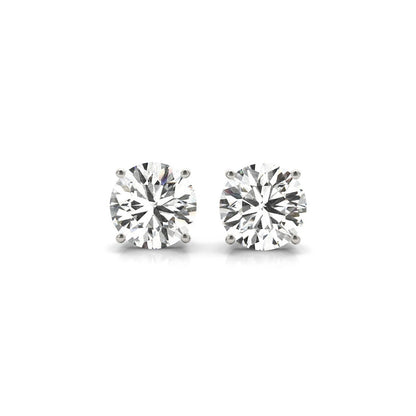 Pendientes de botón con diamante redondo cultivado en laboratorio IGI de 4 quilates en oro blanco de 14 quilates (G/VS2)