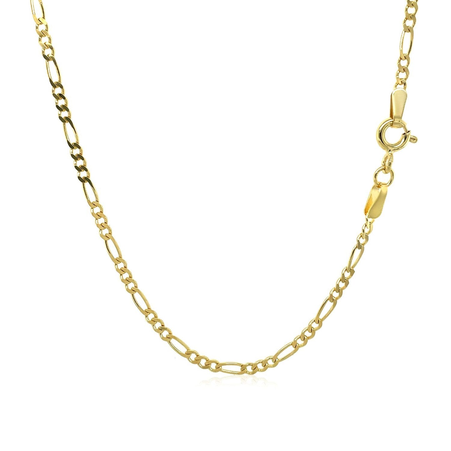 Cadena Figaro Sólida de Oro Amarillo de 14k y 1.9mm