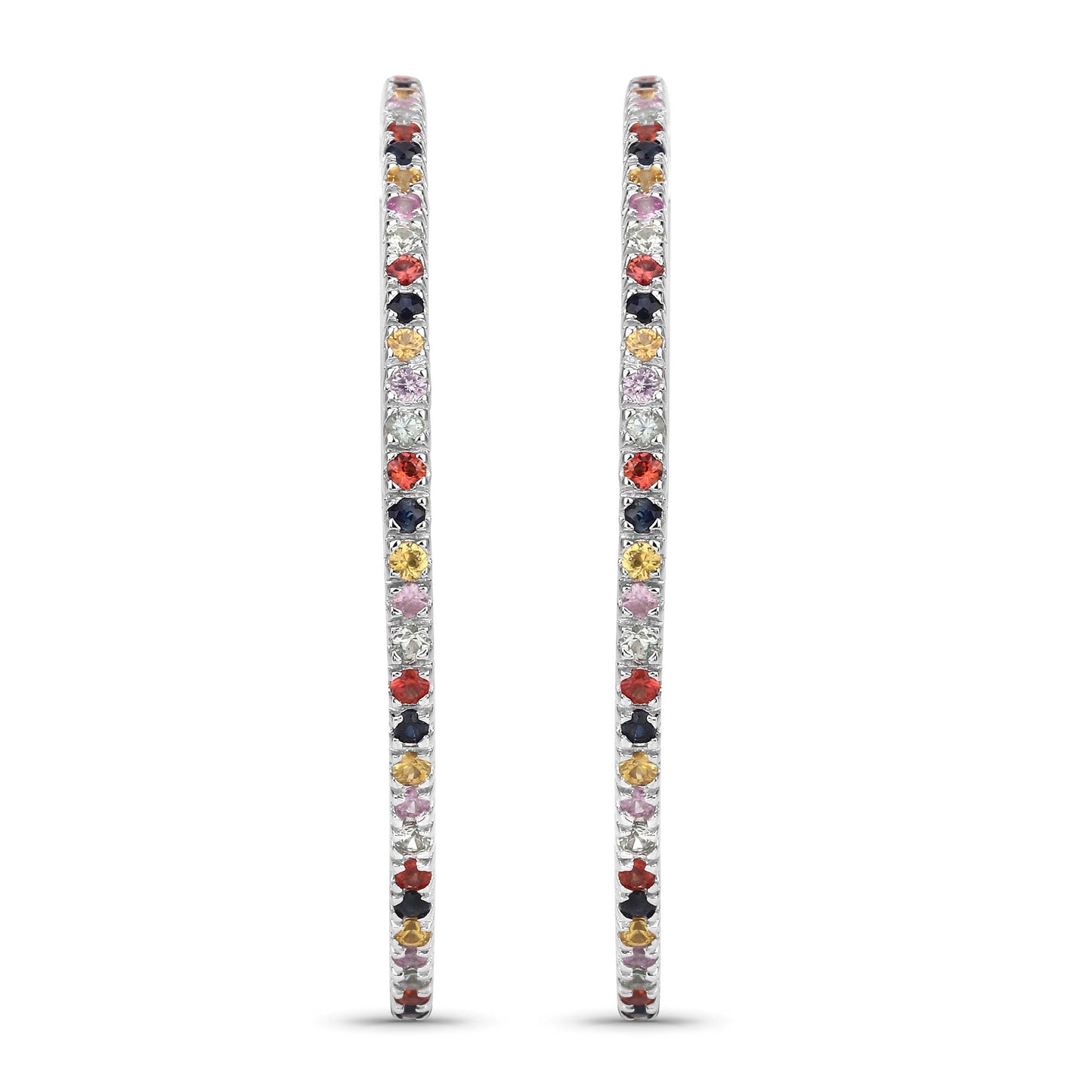 Pendientes de Plata de Ley 925 con Zafiros Multicolor Auténticos de 2,24 Quilates