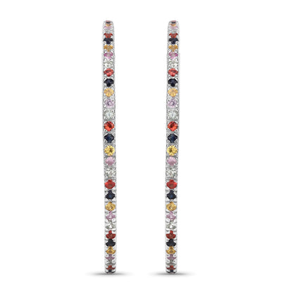 Pendientes de Plata de Ley 925 con Zafiros Multicolor Auténticos de 2,24 Quilates