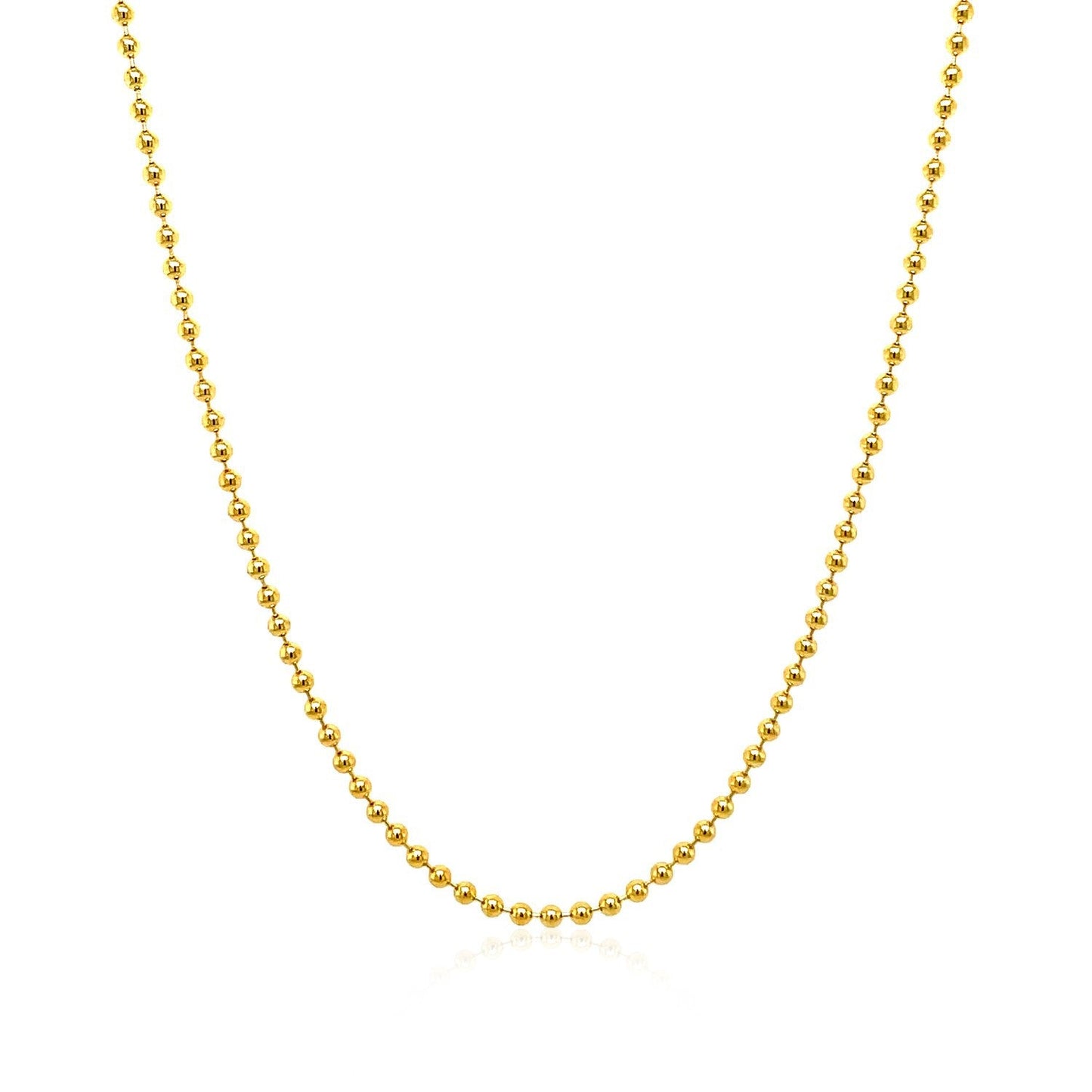 Cadena de cuentas de oro amarillo de 14k y 1,5mm