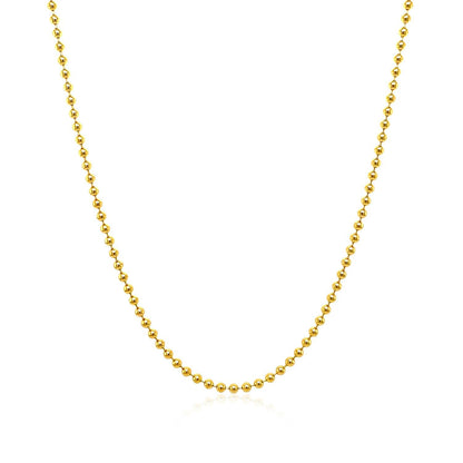 Cadena de cuentas de oro amarillo de 14k y 1,5mm
