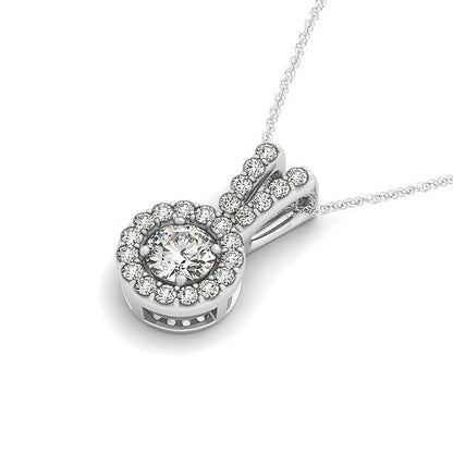 Colgante Redondo con Asa Dividida y Halo de Diamantes en Oro Blanco de 14k (3/4 ct. de peso total)