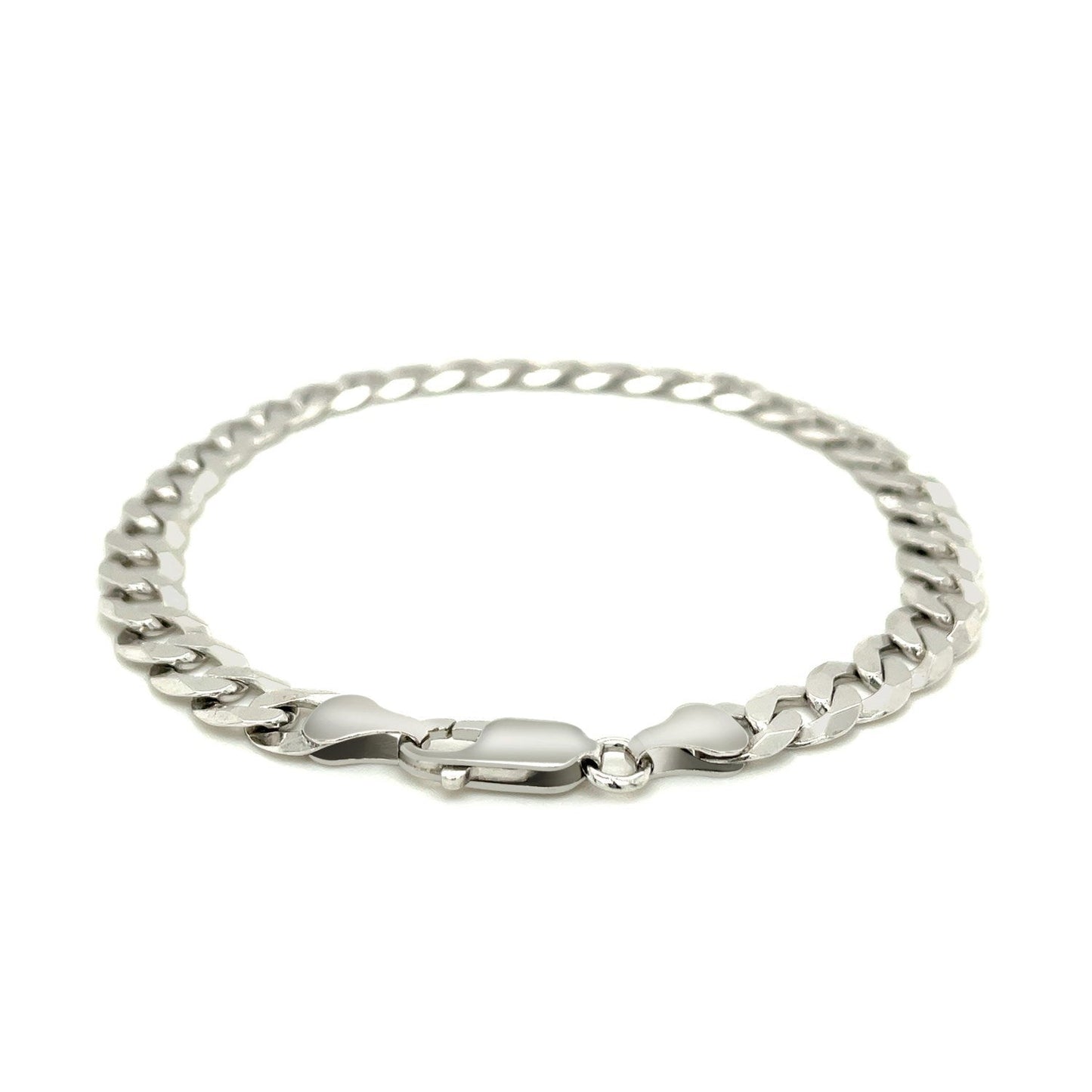 Pulsera de plata esterlina estilo barbada de 7.2 mm chapada en rodio