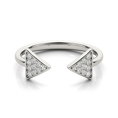 Anillo abierto de oro blanco de 14k con punta de flecha y diamantes (1/5 cttw)
