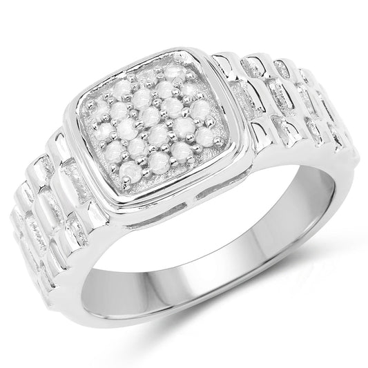 Anillo de plata de ley .925 con diamante blanco genuino de 0,25 quilates