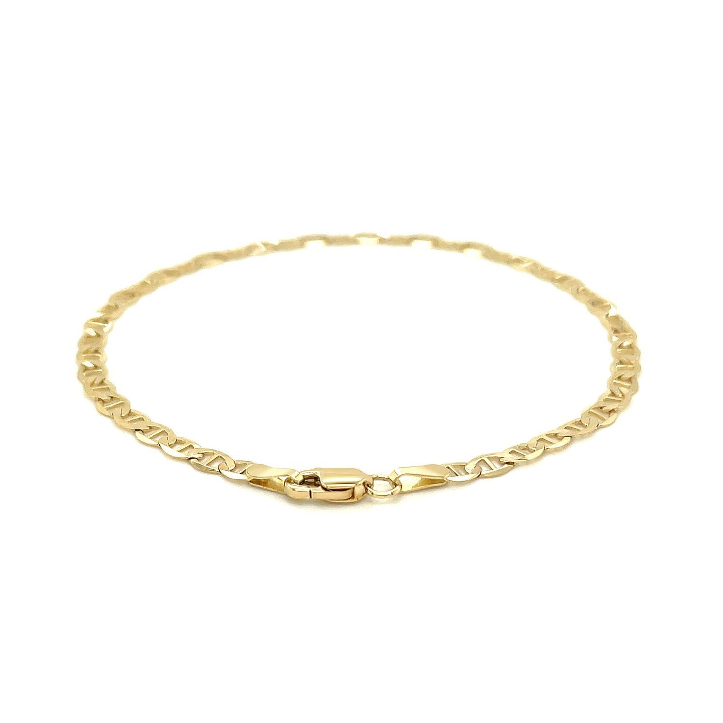 Tobillera de eslabones marineros de oro amarillo de 14k y 3.2mm