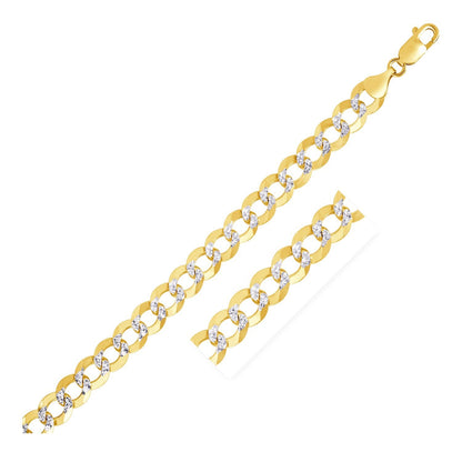 Cadena Pave Curb de oro bicolor de 14k y 8,2 mm