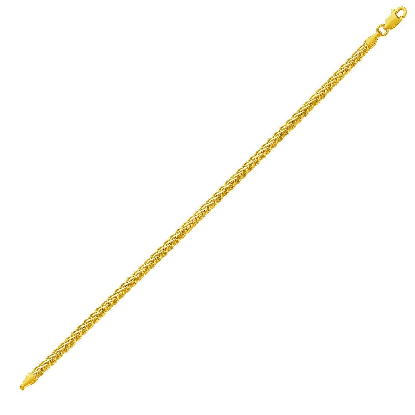 Fina pulsera de cadena de trigo en oro amarillo de 10k