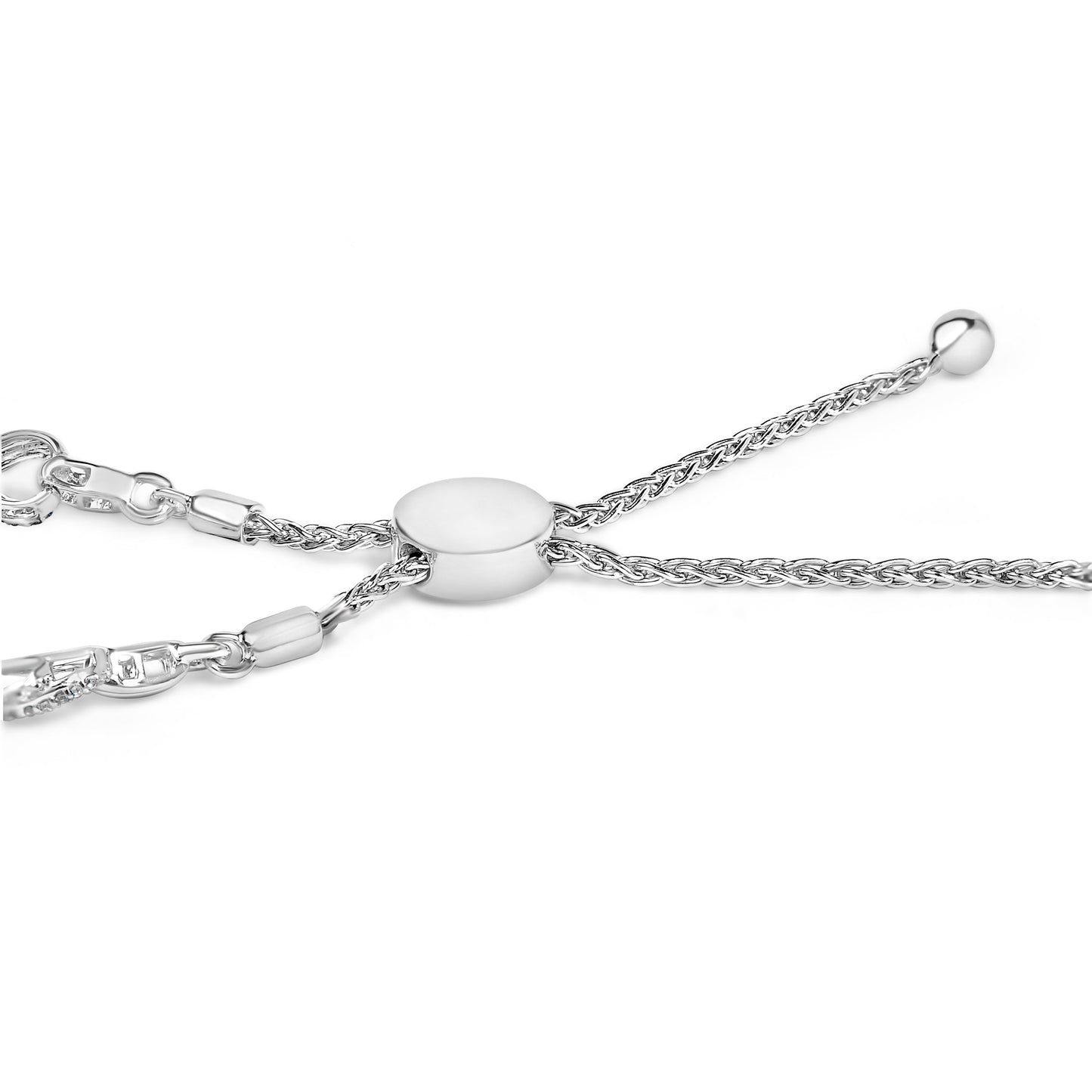 Pulsera Bolo de Plata de Ley .925 con Diamantes de 1/2 Quilate y Eslabón Infinito