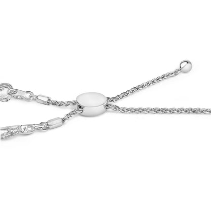 Pulsera Bolo de Plata de Ley .925 con Diamantes de 1/2 Quilate y Eslabón Infinito