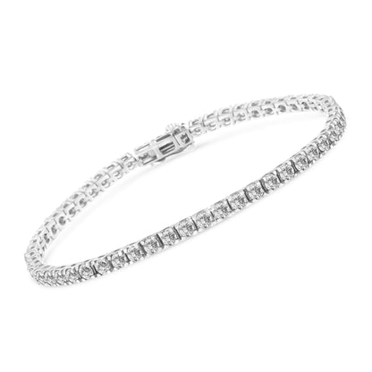 Pulsera clásica de tenis de oro blanco de 14 quilates con diamantes redondos cultivados en laboratorio de 5.00 quilates engastados en garras (color F-G, claridad VS2-SI1) - 7.25"