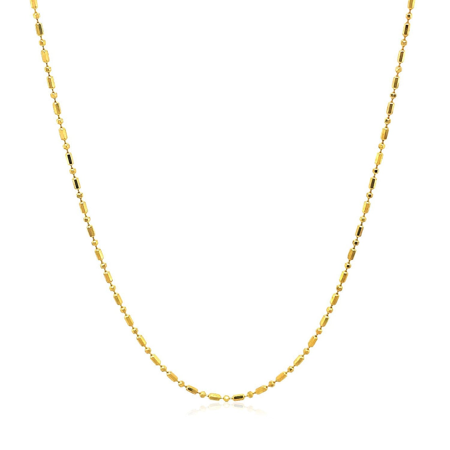 Cadena de oro amarillo de 14k de 1.0mm con cuentas facetadas