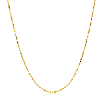 Cadena de oro amarillo de 14k de 1.0mm con cuentas facetadas