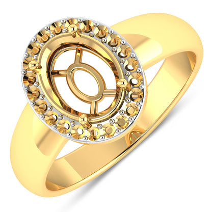 Anillo semi-montado de oro amarillo de 14K con diamante blanco genuino de 0,22 quilates - para gema ovalada de 9x7 mm