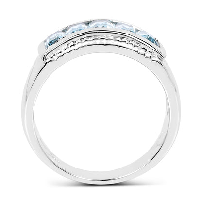 Anillo de plata de ley .925 con topacio azul genuino de 1.75 quilates