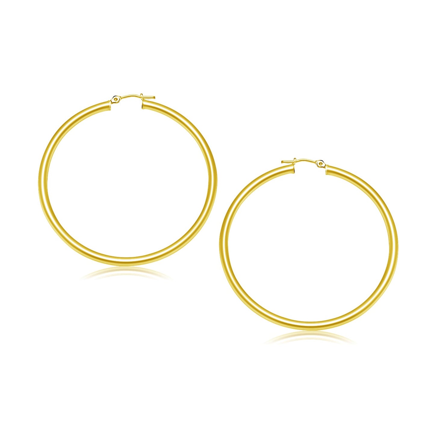 Pendientes de aro pulidos de oro amarillo de 14k (3x30mm)