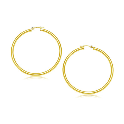 Pendientes de aro pulidos de oro amarillo de 14k (3x30mm)