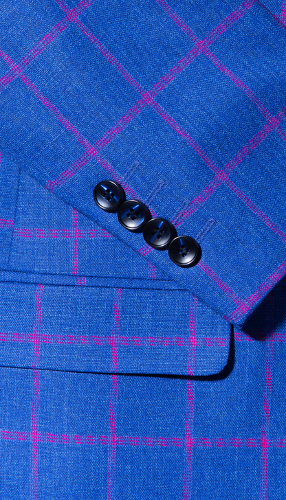The Kingston Men's Blue Checker Slim Fit 3-Piece Suit — Sharp, Modern, Wedding-Ready