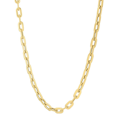 Collar de cadena con eslabones ovalados abombados tipo clip de oro amarillo de 14k (5.30 mm)
