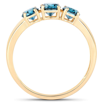 Anillo de Oro Amarillo de 14K con Diamante Azul Genuino de 1.03 Quilates