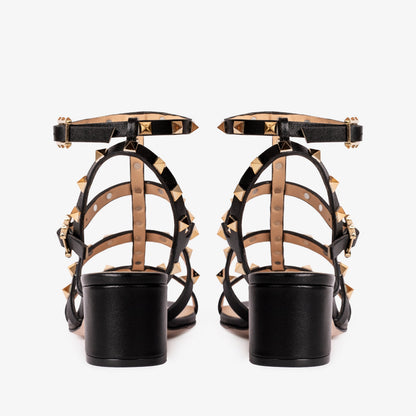 The Nejapa Black Multi Strap Leather Women Sandal