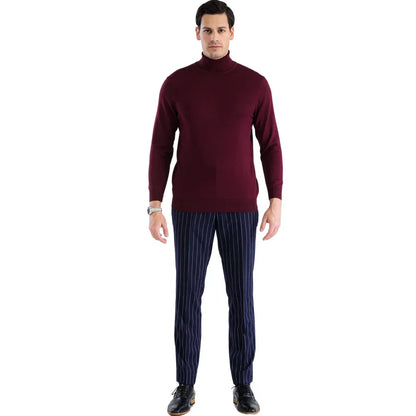 Mens Burgundy Pullover Turtleneck Sweater