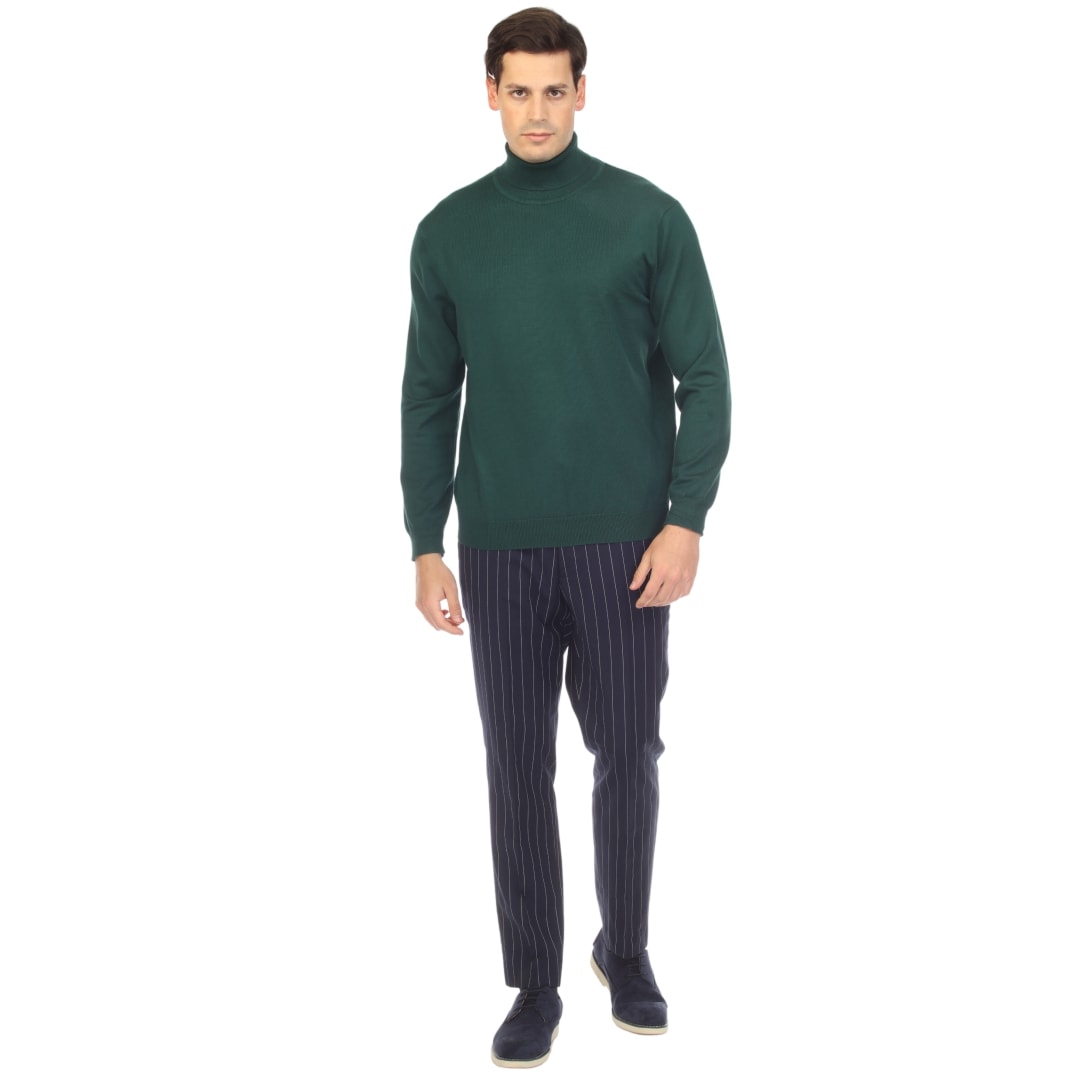 Mens Hunter Green Pullover Turtleneck Sweater