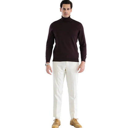 Mens Brown Pullover Turtleneck Sweater