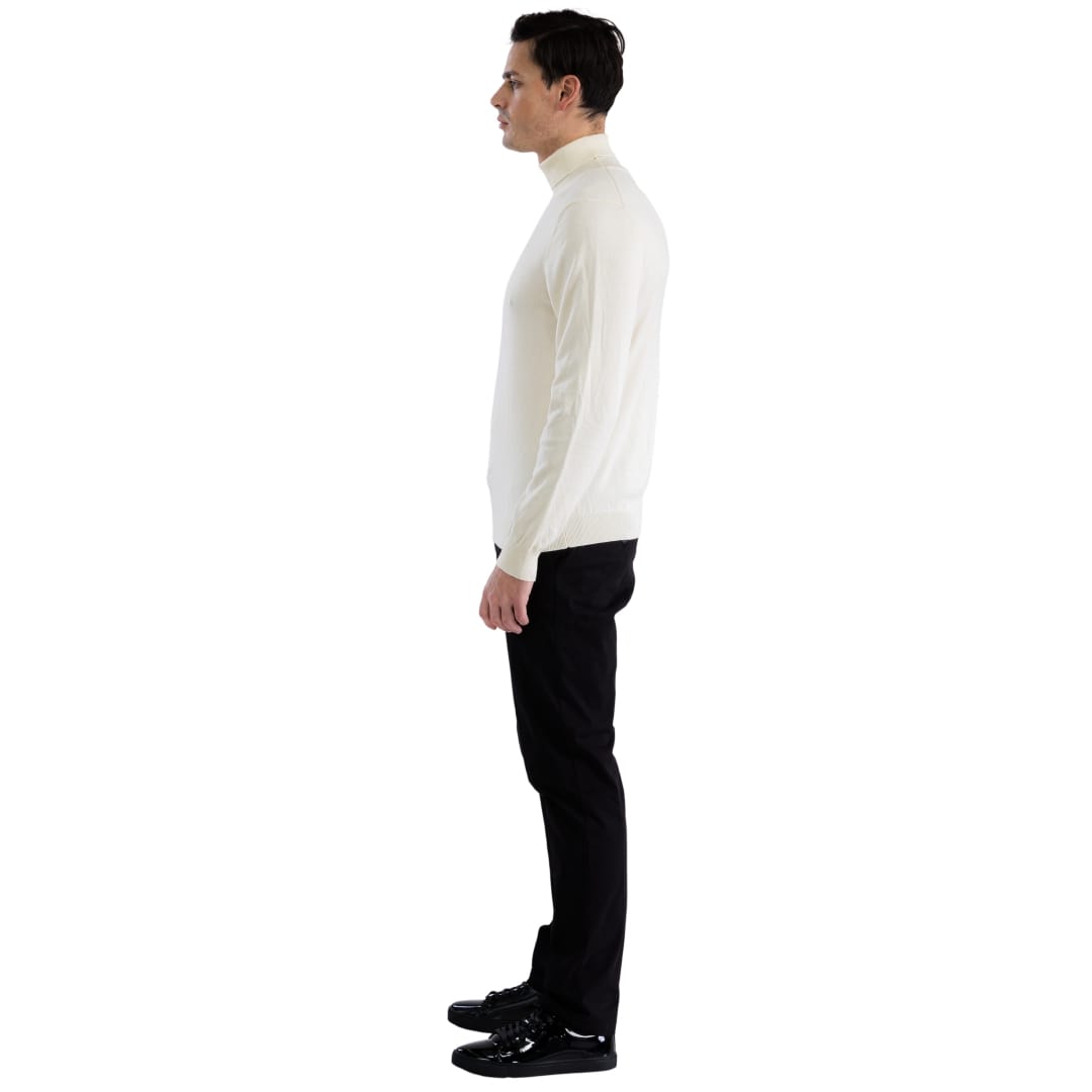 Mens Off-white Pullover Turtleneck Sweater