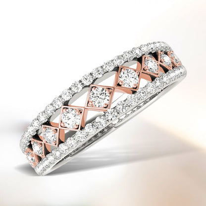 Anillo de oro blanco y rosa de 14k con diamantes (3/8 qt)
