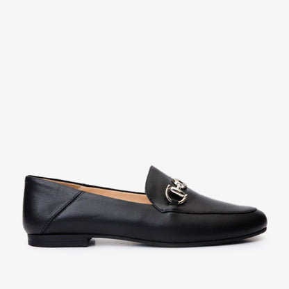 Luanda Black Leather Women Flat Shoe
