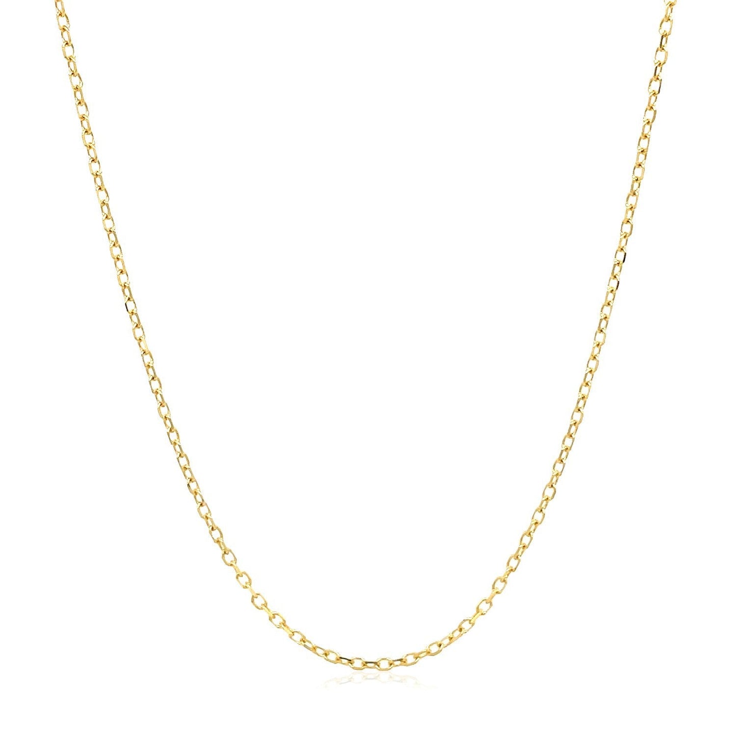 Cadena de eslabones de cable facetada de oro amarillo de 14k de 1,3mm