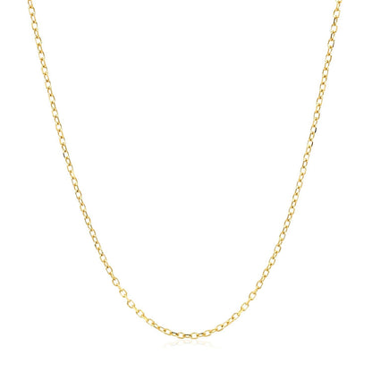 Cadena de eslabones de cable facetada de oro amarillo de 14k de 1,3mm